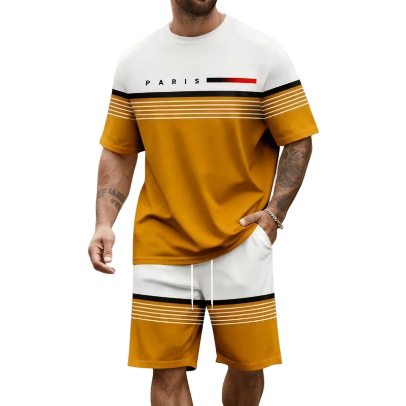 🔥Offre à durée limitée – Ensemble short à manches courtes pour homme avec imprimé lettres
