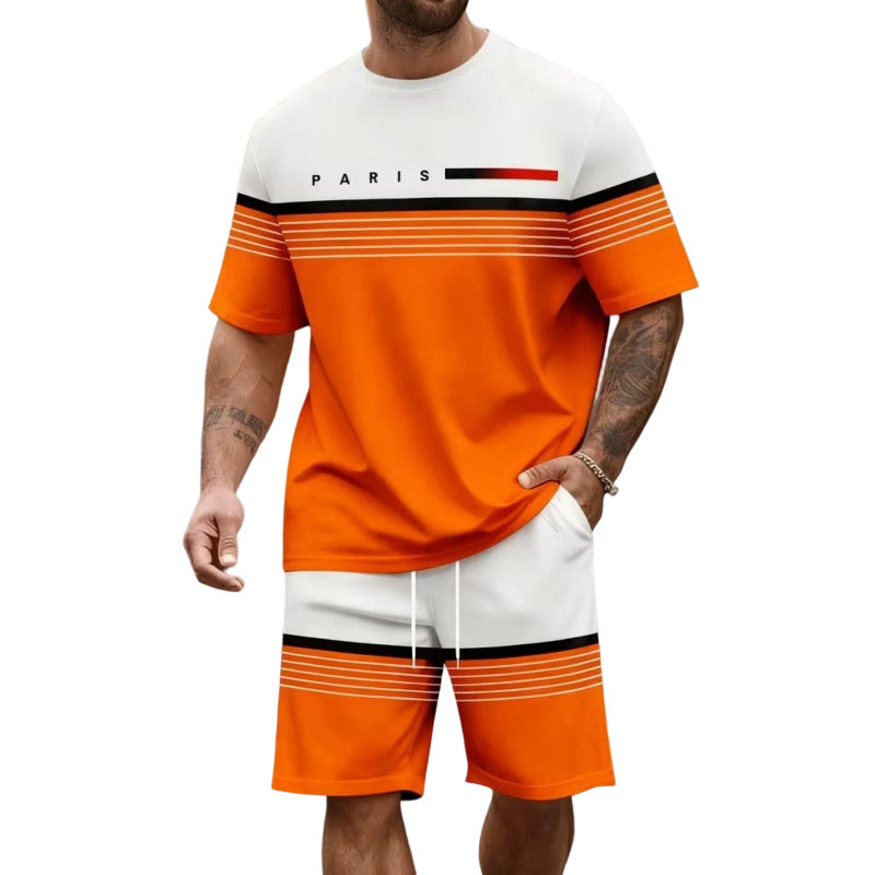 🔥Offre à durée limitée – Ensemble short à manches courtes pour homme avec imprimé lettres