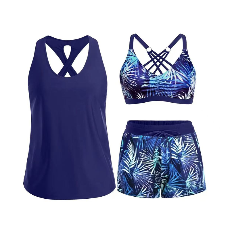 👙🌊Ensemble de maillot de bain tankini 3 pièces pour femme avec short🤸