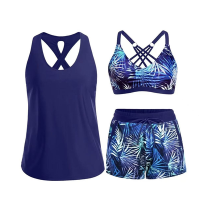 👙🌊Ensemble de maillot de bain tankini 3 pièces pour femme avec short🤸