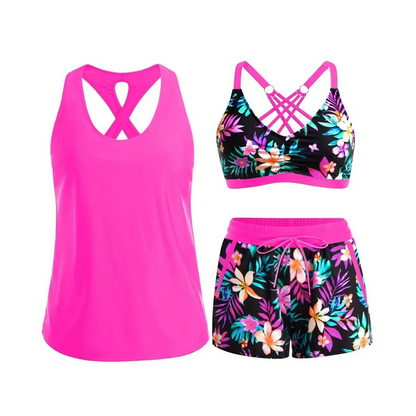 👙🌊Ensemble de maillot de bain tankini 3 pièces pour femme avec short🤸