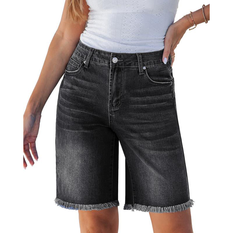 🩳 PROMO LIMITÉE -50% ! 🔥 Short Jean Taille Haute à Franges – Denim Stretch Premium, Ourlet Boho Artisanal, 2 Coloris, Tailles S-3XL ✨🌸