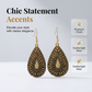 Boucles d'oreilles à crochet vintage gravées en forme de goutte d'eau pour femme