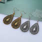 Boucles d'oreilles à crochet vintage gravées en forme de goutte d'eau pour femme