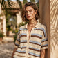 ⏳Offre limitée à -50 %⏰Ensemble de détente rayé colorblock pour femme👚🩳