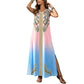 🎐 Robe longue fluide à imprimé bohème ✨ À associer à un chapeau de soleil à large bord en osier et à des sandales de plage plates pour un look bohème décontracté, idéal pour les vacances ! ✨