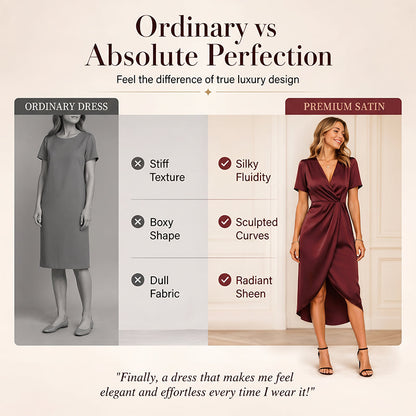 🔥Nouveautés et offres spéciales - Robe portefeuille asymétrique à col en V et manches courtes pour femme