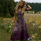 🔥Nouveautés et offres spéciales - Robe longue vintage à fleurs et col en V pour femme