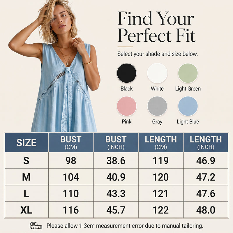 Robe sans manches à encolure en V et bordure en dentelle pour femme