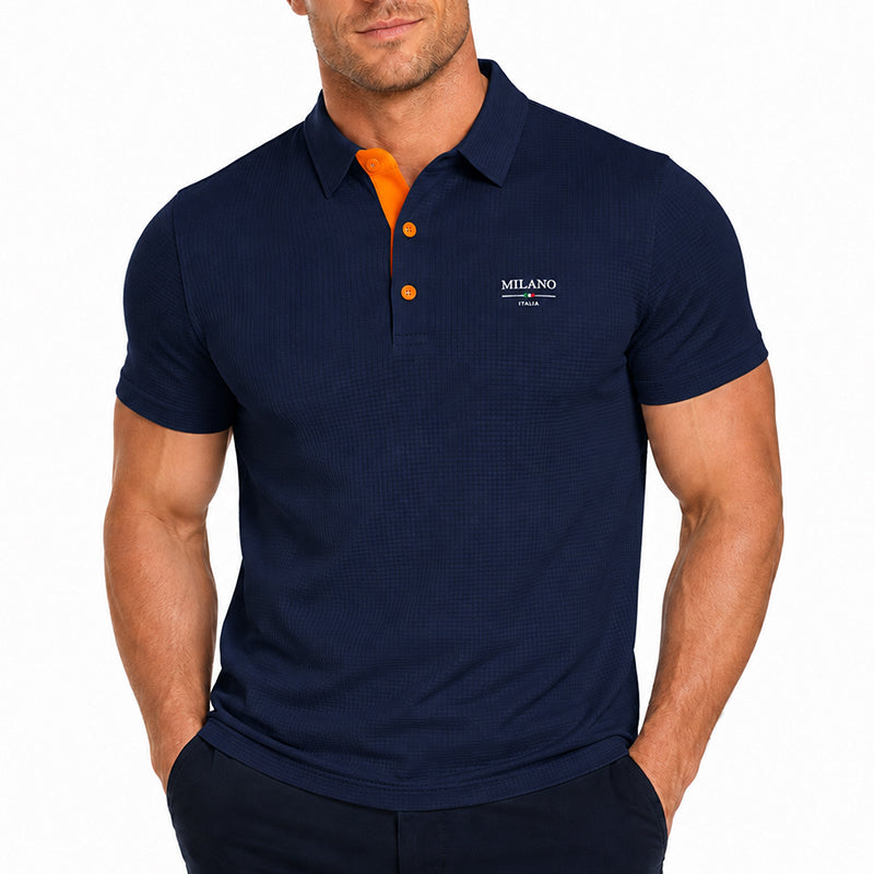 🎉 SOLDES 2026 – PLUS DE 15 000 VENDUS ! 🎉 👕 T-shirt Homme à Manches Courtes Respirant – Tissu Extensible Premium, Col Structuré & Patte de Bouton Contrastée – Confort et Style au Quotidien ✨💙