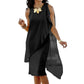 Robe sans manches à col rond et ourlet asymétrique pour femme