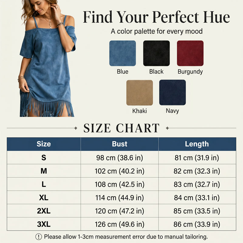 👗 Robe Femme Épaules Dénudées à Bretelles avec Franges🌼🔥-49% Robe à épaules dénudées avec franges, style bohème tendance pour toutes vos sorties