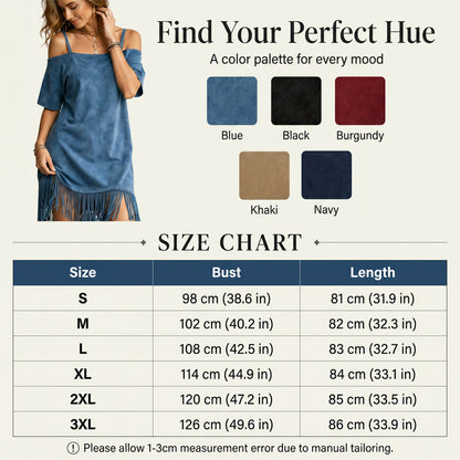 👗 Robe Femme Épaules Dénudées à Bretelles avec Franges🌼🔥-49% Robe à épaules dénudées avec franges, style bohème tendance pour toutes vos sorties