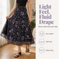 🩰 Jupe Midi Taille Haute A-Line en Tulle Imprimé Fleurs Papillons – Modèle Fluide Élégant Femme