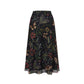🩰 Jupe Midi Taille Haute A-Line en Tulle Imprimé Fleurs Papillons – Modèle Fluide Élégant Femme