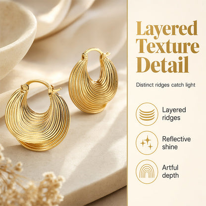🔥Nouveautés et best-sellers – Boucles d'oreilles créoles texturées pour femme