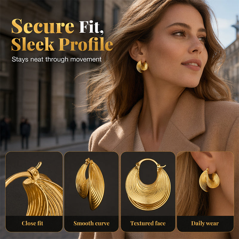 🔥Nouveautés et best-sellers – Boucles d'oreilles créoles texturées pour femme