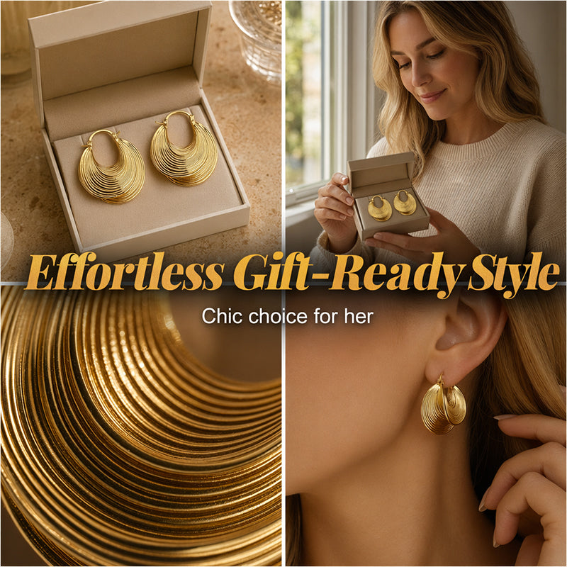 🔥Nouveautés et best-sellers – Boucles d'oreilles créoles texturées pour femme