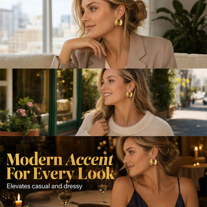 🔥Nouveautés et best-sellers – Boucles d'oreilles créoles texturées pour femme