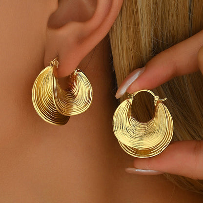 🔥Nouveautés et best-sellers – Boucles d'oreilles créoles texturées pour femme
