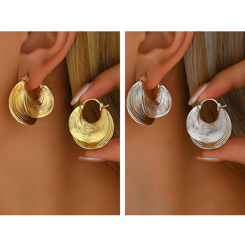 🔥Nouveautés et best-sellers – Boucles d'oreilles créoles texturées pour femme