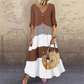 Robe longue d'été à col en V et boutons pour femme