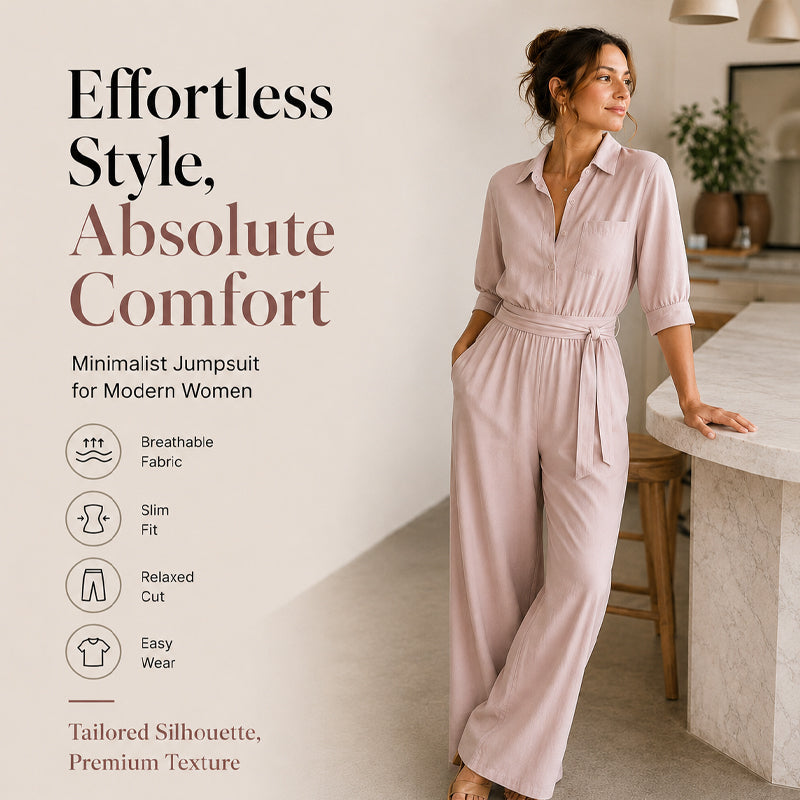 Combinaison femme à manches mi-longues et jambes larges