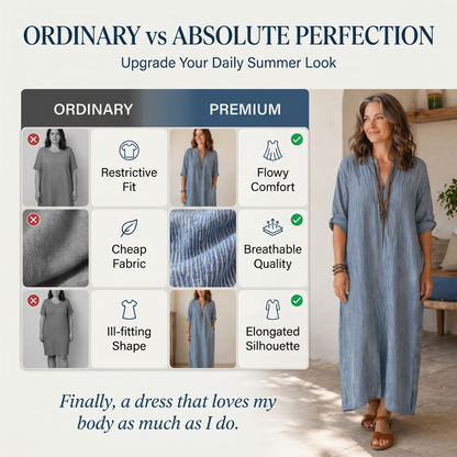 👗 Robe Longue Femme Bohème à Rayures Verticales Col V – Manches Mi-Longues Tissu Fluide Coupe Ample🔥-58%
