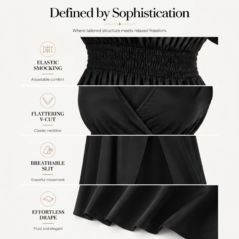 Robe longue d'été femme à col V avec fente latérale