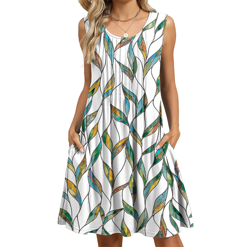 ⏰ -50% – PROFITEZ-EN MAINTENANT ! 👗✨ Robe Décontractée sans Manches à Coupe Ample pour Femme – Fluide, Légère & Flatteuse – Poches Latérales & Tissu Respirant – Parfaite pour l’Été ☀️🌴