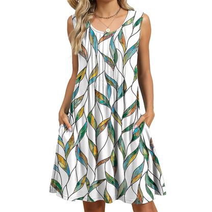 ⏰ -50% – PROFITEZ-EN MAINTENANT ! 👗✨ Robe Décontractée sans Manches à Coupe Ample pour Femme – Fluide, Légère & Flatteuse – Poches Latérales & Tissu Respirant – Parfaite pour l’Été ☀️🌴