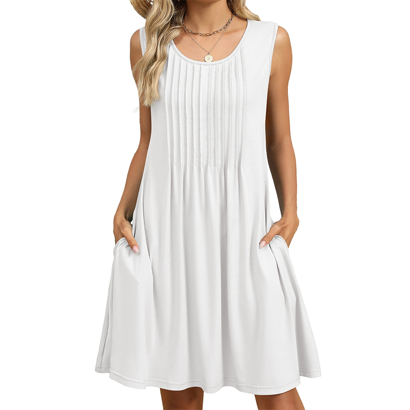 ⏰ -50% – PROFITEZ-EN MAINTENANT ! 👗✨ Robe Décontractée sans Manches à Coupe Ample pour Femme – Fluide, Légère & Flatteuse – Poches Latérales & Tissu Respirant – Parfaite pour l’Été ☀️🌴