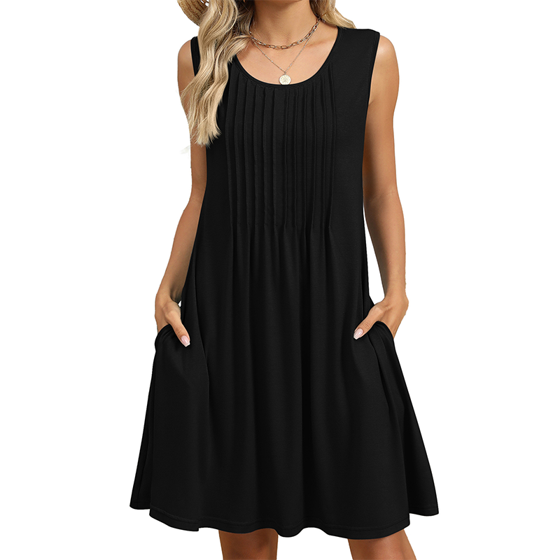 ⏰ -50% – PROFITEZ-EN MAINTENANT ! 👗✨ Robe Décontractée sans Manches à Coupe Ample pour Femme – Fluide, Légère & Flatteuse – Poches Latérales & Tissu Respirant – Parfaite pour l’Été ☀️🌴