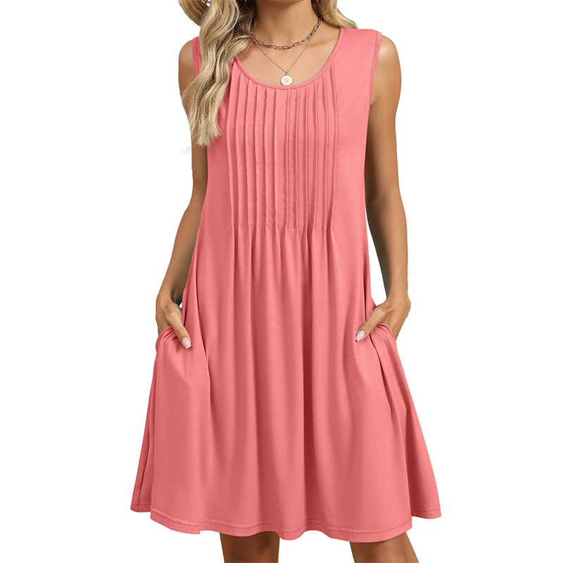 ⏰ -50% – PROFITEZ-EN MAINTENANT ! 👗✨ Robe Décontractée sans Manches à Coupe Ample pour Femme – Fluide, Légère & Flatteuse – Poches Latérales & Tissu Respirant – Parfaite pour l’Été ☀️🌴
