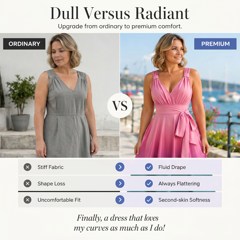 Robe élégante à col en V et dégradé de couleurs pour femme, avec poches