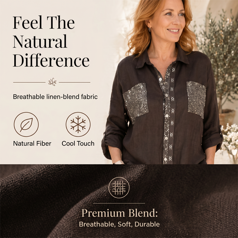 Ensemble chemise à paillettes et pantalon à jambes larges pour femme