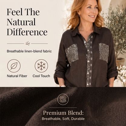 Ensemble chemise à paillettes et pantalon à jambes larges pour femme