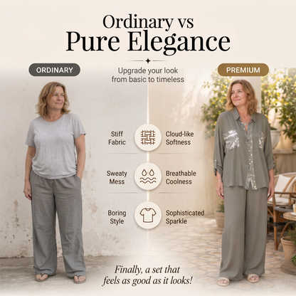 Ensemble chemise à paillettes et pantalon à jambes larges pour femme