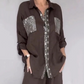 Ensemble chemise à paillettes et pantalon à jambes larges pour femme