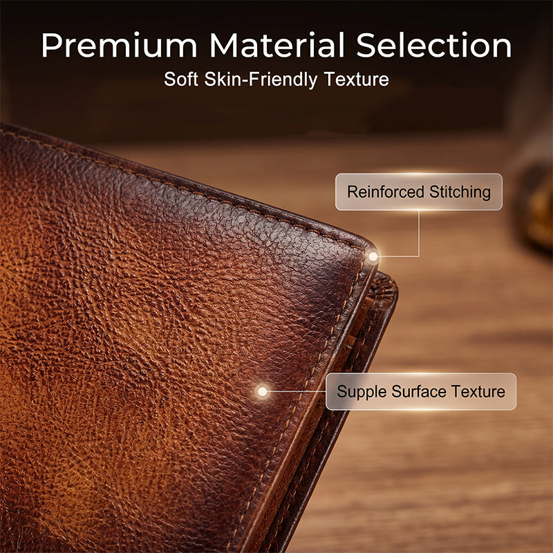 Portefeuille vintage pour homme avec protection anti-RFI