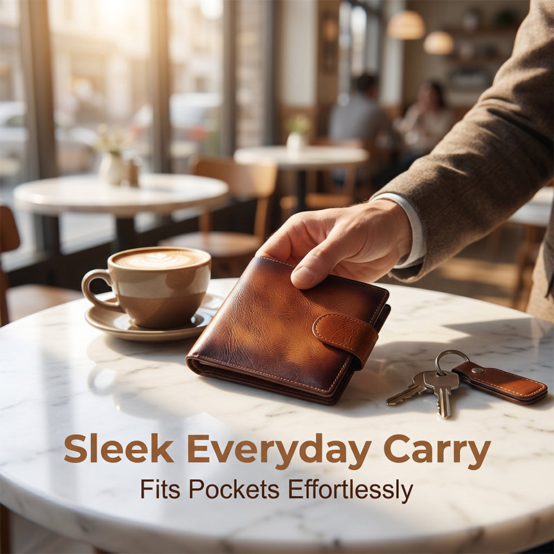 Portefeuille vintage pour homme avec protection anti-RFI