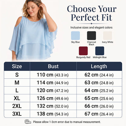 🔥-50%👚 Haut Femme Épaules Dénudées Col Rond à Volants – Tissu Fluide Léger Coupe Décontractée