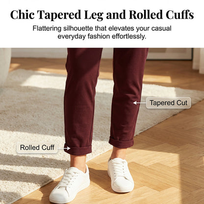 Pantalon décontracté pour femme, à cordon de serrage et coupe fuselée