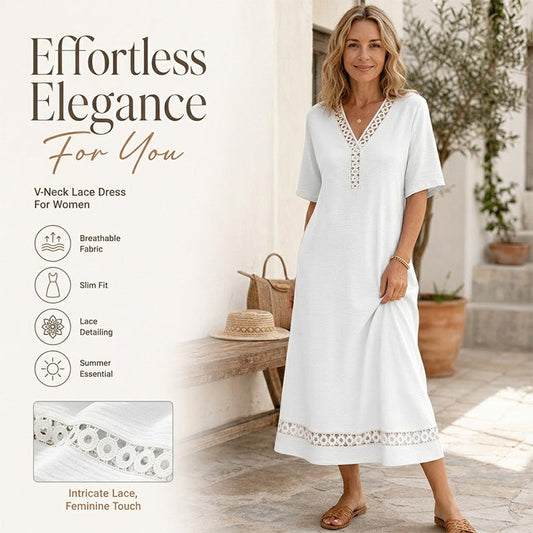 🔥-50%👗 Robe maxi femme – Col rond, manches courtes, tissu fluide 🌿 Matière douce et confortable