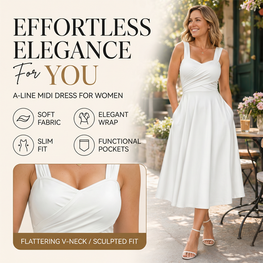 Robe femme élégante à col V avec poches
