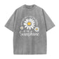 T-Shirt Unisexe Vintage Délavé à Imprimé Marguerite Coupe Ample