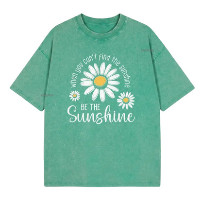 T-Shirt Unisexe Vintage Délavé à Imprimé Marguerite Coupe Ample