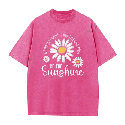 T-Shirt Unisexe Vintage Délavé à Imprimé Marguerite Coupe Ample