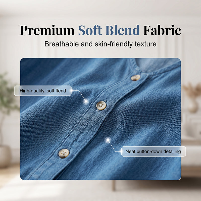Robe Femme à Col en V, Simple Boutonnage et Manches Courtes