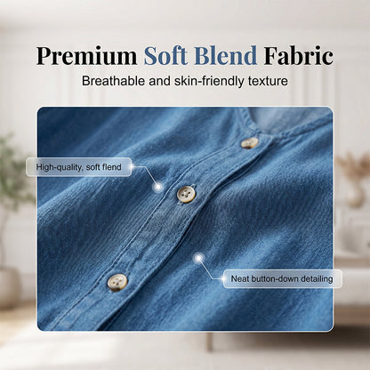 Robe Femme à Col en V, Simple Boutonnage et Manches Courtes